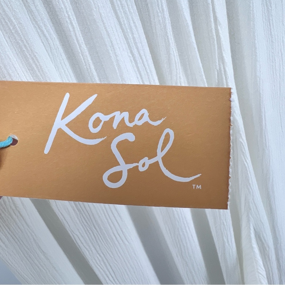 Kona Sol NWT Split Wide Leg Tie Front Pants Sz M White Gauzy Swim Cover Up Sheer - Picture 10 of 15